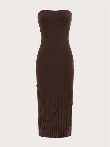 Solid Backless Tube Dress