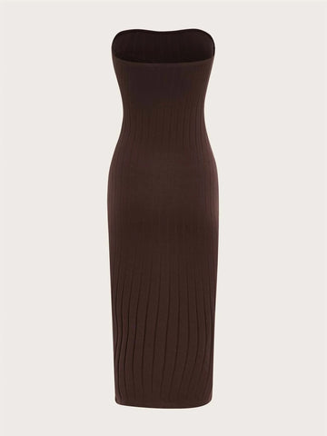 Solid Backless Tube Dress