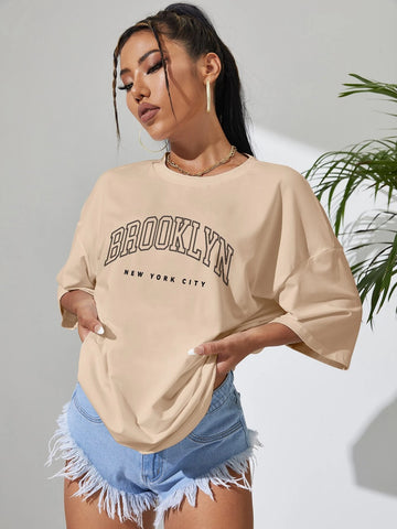 Letter Graphic Drop Shoulder Oversized Tee