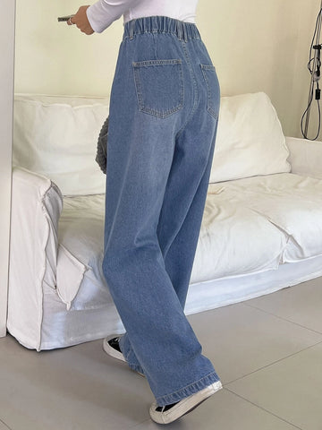 DAZY Elastic Waist Wide Leg Jeans