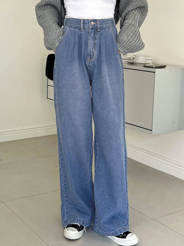 DAZY Elastic Waist Wide Leg Jeans