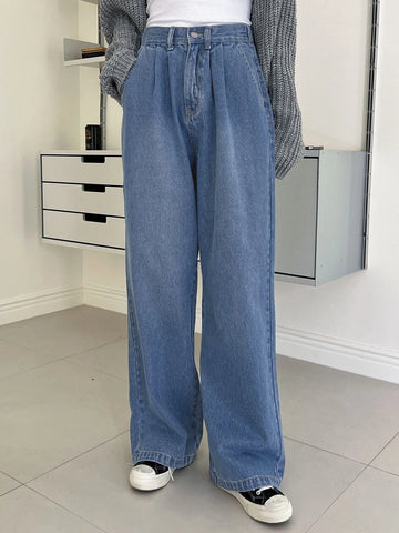 DAZY Elastic Waist Wide Leg Jeans