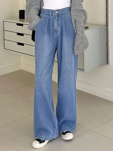 DAZY Elastic Waist Wide Leg Jeans