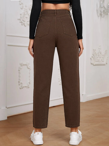 High Waist Straight Leg Jeans