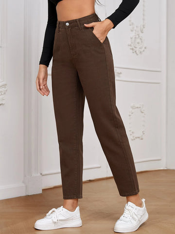 High Waist Straight Leg Jeans