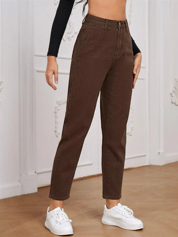 High Waist Straight Leg Jeans