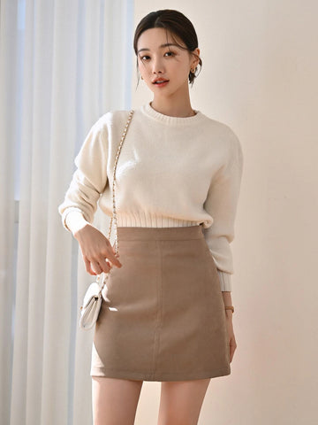 DAZY High Waist Zip Back Skirt