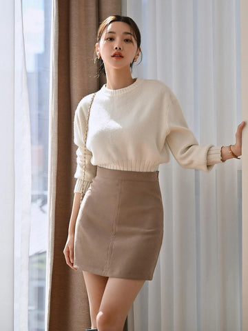 DAZY High Waist Zip Back Skirt