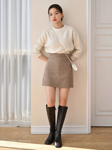 DAZY High Waist Zip Back Skirt