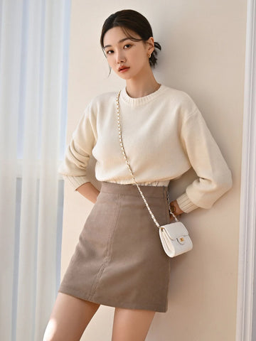 DAZY High Waist Zip Back Skirt