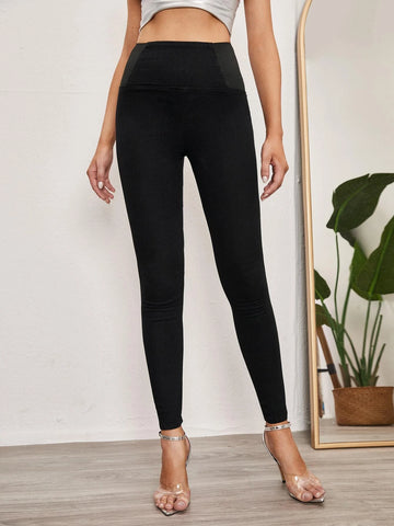 Curvy Color Block Wide Waist Jeans