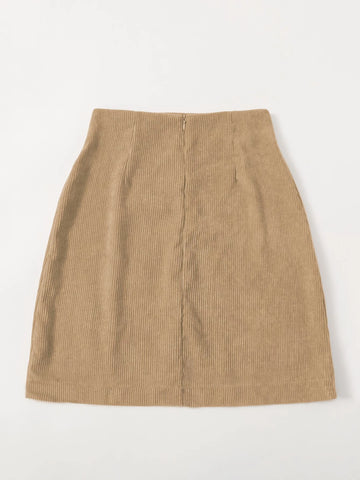 Split Hem Zipper Back Skirt
