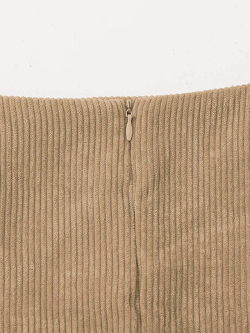 Split Hem Zipper Back Skirt