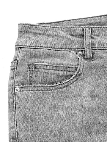BLUES High Waist Raw Cut Straight Leg Jeans