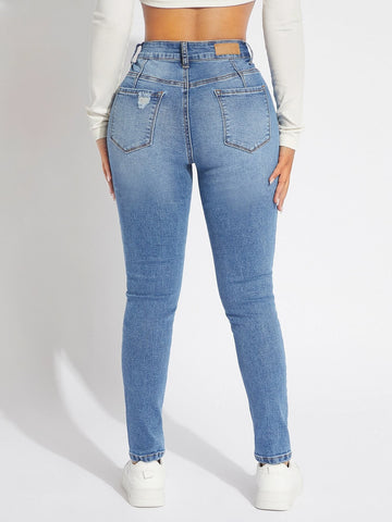 SXY High Waist Ripped Skinny Jeans