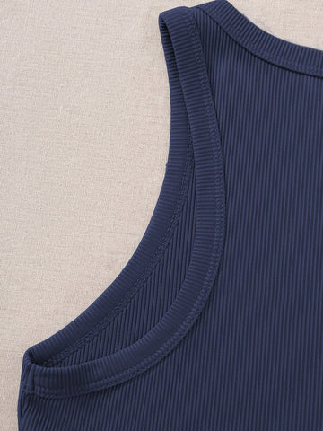 Two Tone Cut Out Crop Tank Top