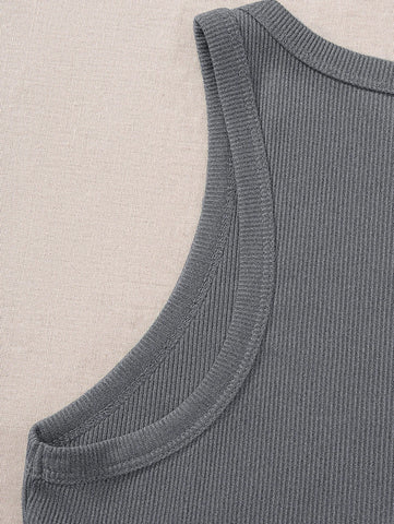 Two Tone Cut Out Crop Tank Top