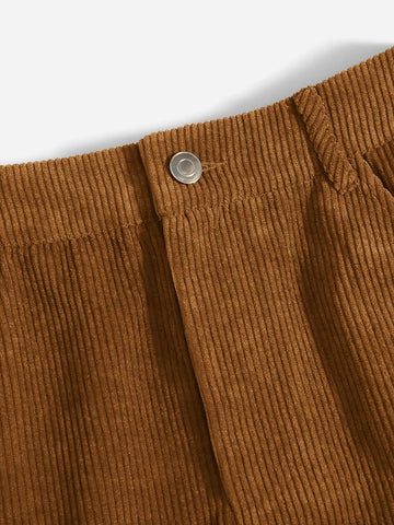 Corduroy Dual Pockets Straight Mini Skirt