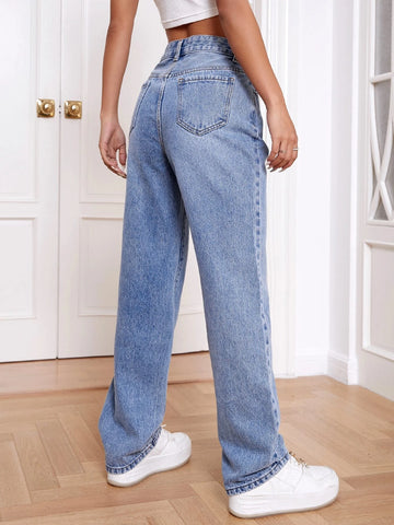 Slant Pocket Straight Leg Jeans