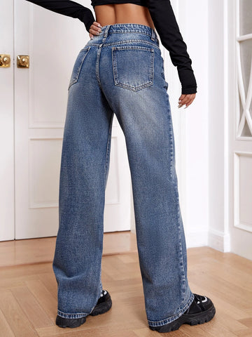 Slant Pocket Wide Leg Jeans