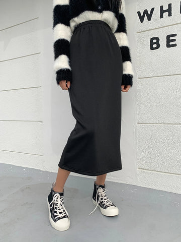 DAZY Solid Split Back Skirt