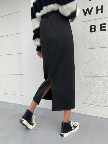 DAZY Solid Split Back Skirt
