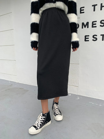 DAZY Solid Split Back Skirt