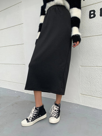 DAZY Solid Split Back Skirt