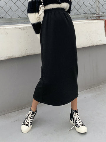 DAZY Solid Split Back Skirt