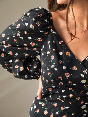 Frenchy Ditsy Floral Print Split Thigh Dress