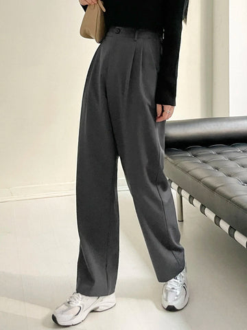 DAZY Plicated Detail Straight Leg Pants