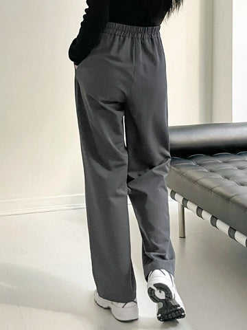DAZY Plicated Detail Straight Leg Pants