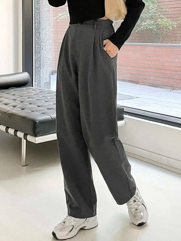 DAZY Plicated Detail Straight Leg Pants