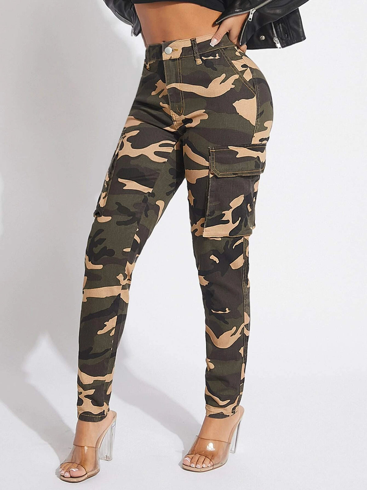 SXY Camo Print Flap Pocket Jeans