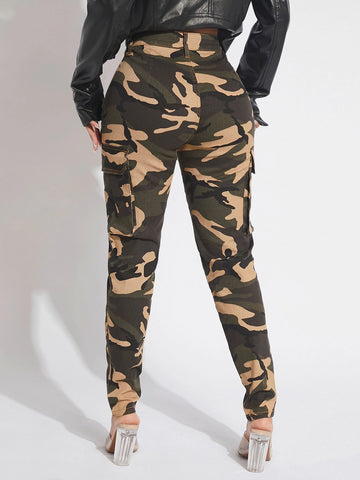 SXY Camo Print Flap Pocket Jeans