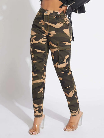 SXY Camo Print Flap Pocket Jeans