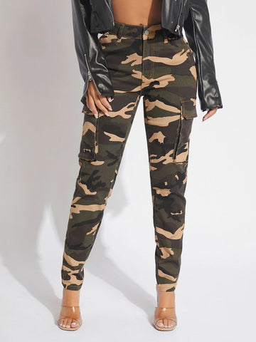 SXY Camo Print Flap Pocket Jeans