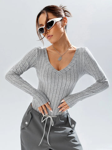 Plunging Neck Tee Bodysuit