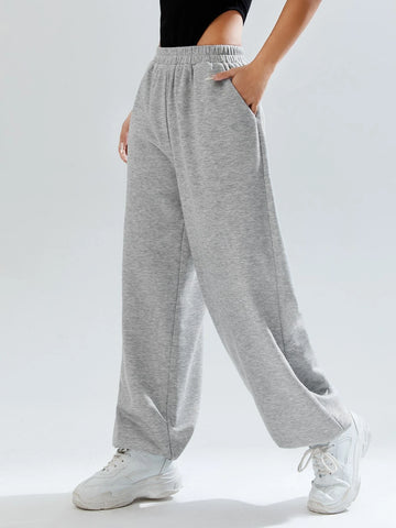 Elastic Waist Slant Pocket Sweatpants