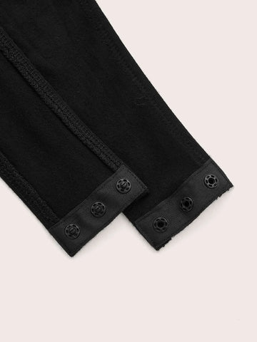 Car & Letter Graphic Contrast Piping Lantern Sleeve Bodysuit