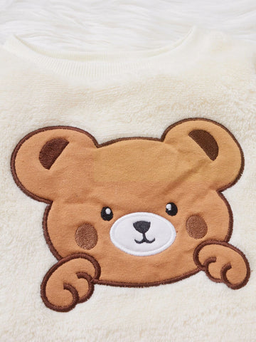 Baby Bear Embroidery Teddy Sweatshirt & Pants