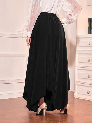 High Waist Hanky Hem Skirt Without Belt