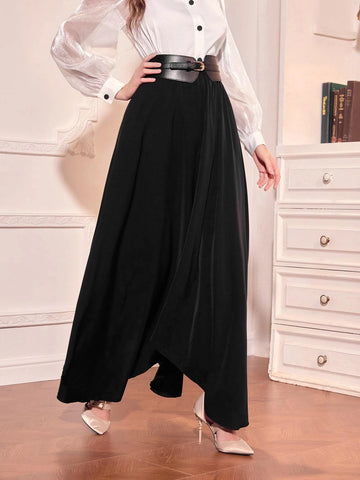High Waist Hanky Hem Skirt Without Belt