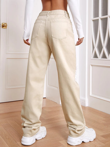 Raw Trim Straight Leg Jeans