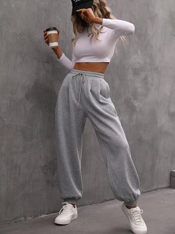 Slant Pockets Drawstring Sweatpants