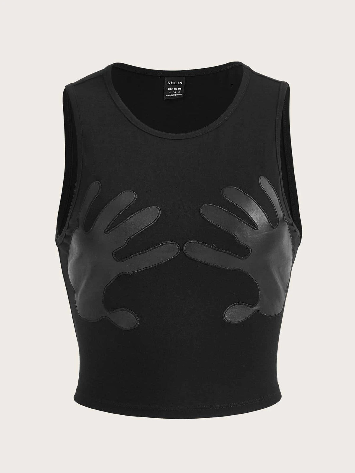 Patched Hands Pattern Crop Tank Top