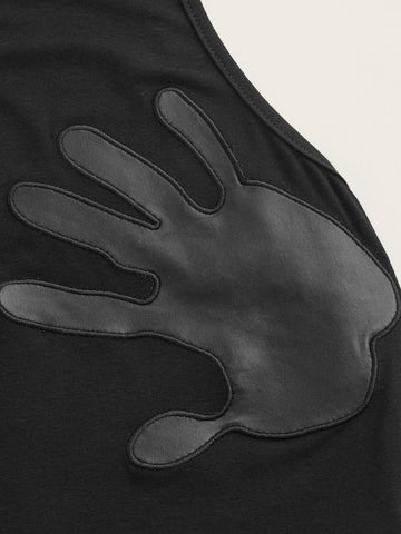 Patched Hands Pattern Crop Tank Top