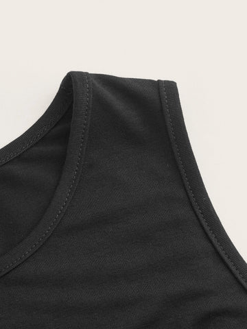 Patched Hands Pattern Crop Tank Top