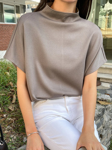 DAZY Mock Neck Batwing Sleeve Tee
