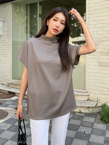 DAZY Mock Neck Batwing Sleeve Tee
